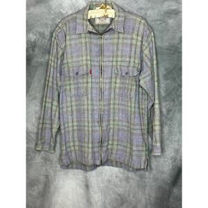 Gold Crest Shirt Men Lg Utility Outdoors Camping Thick Comfy Plaid Cotton Sturdy